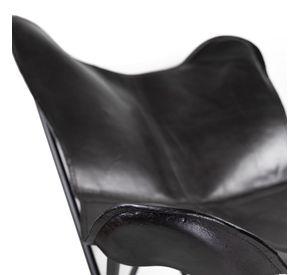 Silla mariposa de cuero negro