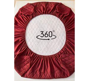 Cubrecolchón impermeable 2p + 02 fundas de almohada Burdeo