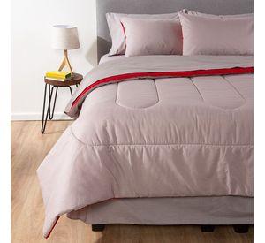COMBO 3 PLUMON BICOLOR ROJO GRIS 1.5 PLAZAS