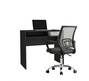 Set Escritorio Wengue Con Silla New York Negra y Gris