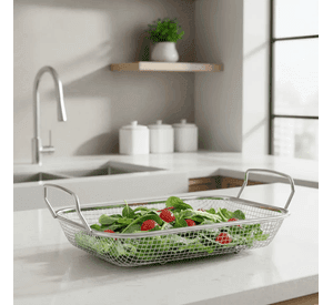 Colador Metalico Rectangular Seca Verduras 29 5cm Con Asas