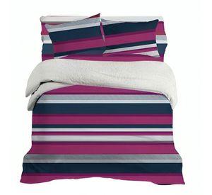 Plumón Sherpa + Sábana Microfibra de 2 Plazas / Líneas Moradas – Doral