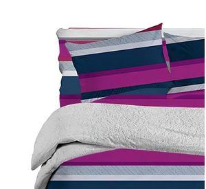 Plumón Sherpa + Sábana Microfibra de 2 Plazas / Líneas Moradas – Doral