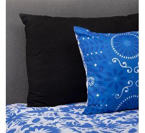 Plumon Mexico Azul 2 Pl + Pack Almohadas Negra Arthome