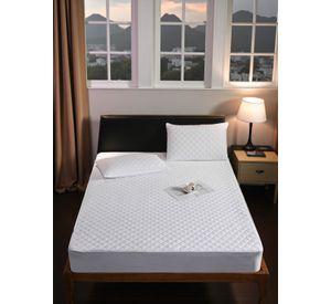 Cubrecolchón impermeable 1.5p + 01 funda de almohada Blanco