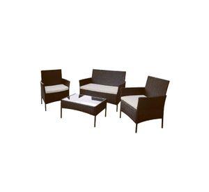 Set Juego De Terraza 4pcs Mesa Sillas Sillon Rattan Vincenzi