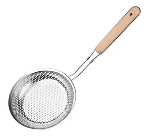 Colador De Acero Inoxidable Con Mango De Madera 18cm