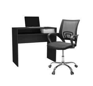 Set Escritorio Wengue Con Silla New York Negra