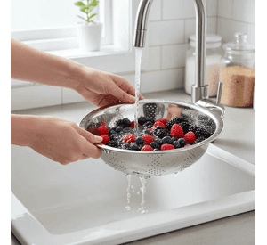 Colador Acero Inoxidable Con Asas Para Cocina 24cm