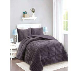 CUBRECAMA CON CHIPORRO CON RELIEVE 2P GRIS OSCURO