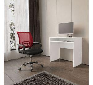 Combo Oficina 1 Escritorio Blanco + Silla New York Negra y Roja