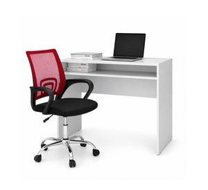 Combo Oficina 1 Escritorio Blanco + Silla New York Negra y Roja