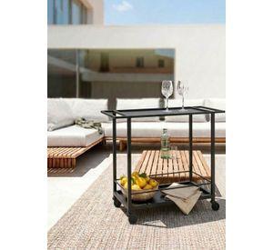 Carro Bar Metálico Maasi Negro 87x40x80 Hecho a Mano
