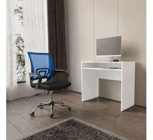 Combo Oficina 1 Escritorio Blanco + Silla New York Negra y Azul