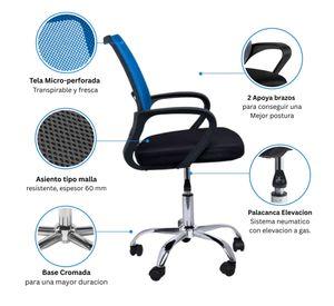 Combo Oficina 1 Escritorio Blanco + Silla New York Negra y Azul