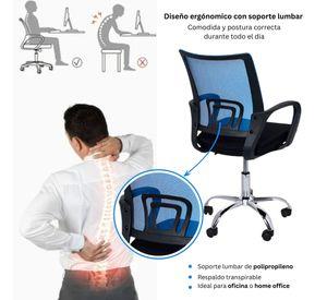 Combo Oficina 1 Escritorio Blanco + Silla New York Negra y Azul