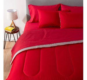 PLUMON BICOLOR ARTHOME ROJO GRIS 2 PLAZAS