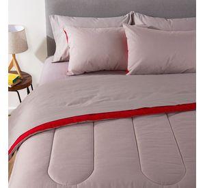 PLUMON BICOLOR ARTHOME ROJO GRIS 2 PLAZAS