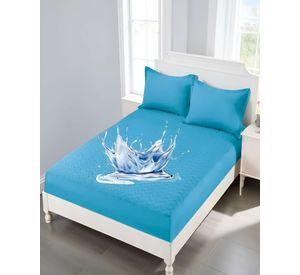 CUBRECOLCHON IMPERMEABLE 2 PLAZAS COLOR CELESTE