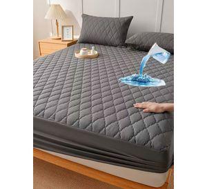 Cubrecolchón impermeable King + 02 fundas de almohada Plomo