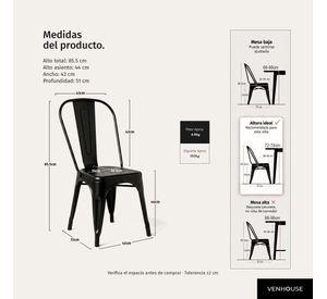Silla Comedor Terraza Restaurante Apilable Metal Industrial Tolix Negra