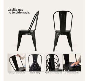 Silla Comedor Terraza Restaurante Apilable Metal Industrial Tolix Negra