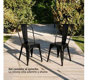 Silla Comedor Terraza Restaurante Apilable Metal Industrial Tolix Negra
