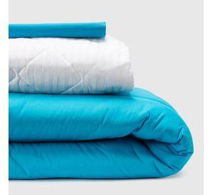 COMBO 17 PLUMON BICOLOR CELESTE AZUL 1.5 PLAZAS