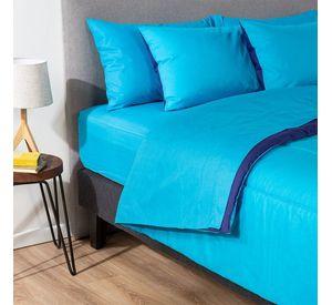COMBO 17 PLUMON BICOLOR CELESTE AZUL 1.5 PLAZAS