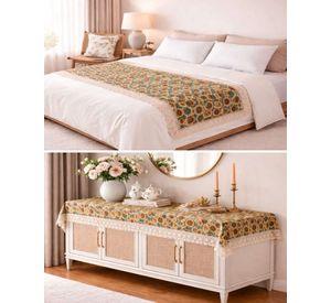 Piecera de Cama Multiuso Diseño Bohemio con Encaje 80x200cm m4
