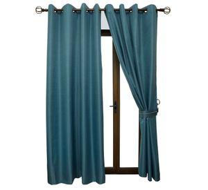 Set Cortina Blackout 6 Piezas Con Argollas Petroleo