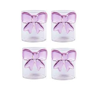 Set de 4 Vasos de Cristal con Lazo