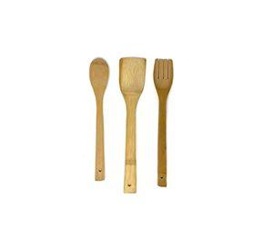 Set Utensilios 3 Piezas Bambú Cocina Antiadherente