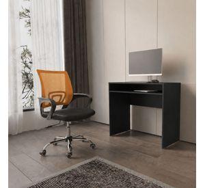 Set Escritorio Wengue Con Silla New York Negra y Naranjo