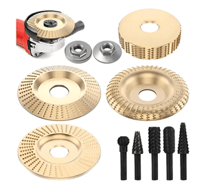 Juego De 4 Discos Para Tallar Madera+juego De 5 Escofinas Marrón Claro