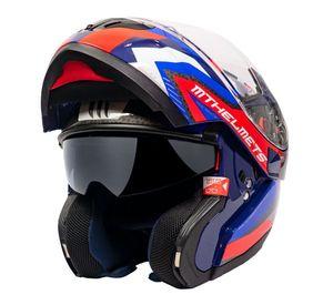 Casco de Moto MT Helmets - ATOM SV Híbrido B7 azul Brillo + Antiempañante Fogoff