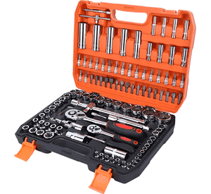 Juego Caja Set Dados Cromo Vanadium Profesionales 108 Piezas Naranja