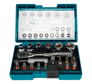 Juego De Dados 1/4 + Puntas Makita 21 Piezas B-54081 Plateado