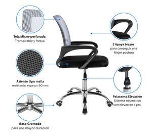 Combo Oficina 1 Escritorio Avellana + Silla New York Negra y Gris