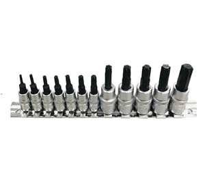 Kit Juego De Dados De Punta Torx 1/4 Y 3/8 12 Piezas Total Color Turquesa