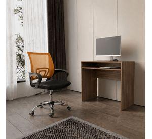 Combo Oficina 1 Escritorio Avellana + Silla New York Negra y Naranjo