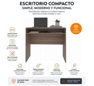 Combo Oficina 1 Escritorio Avellana + Silla New York Negra y Naranjo
