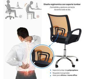 Combo Oficina 1 Escritorio Avellana + Silla New York Negra y Naranjo