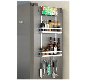 Organizador Lateral Refrigerador Estante Multiuso Plateado