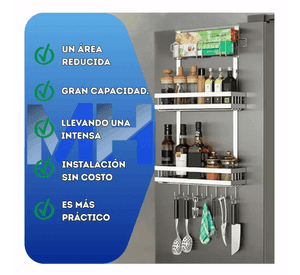 Organizador Lateral Refrigerador Estante Multiuso Plateado