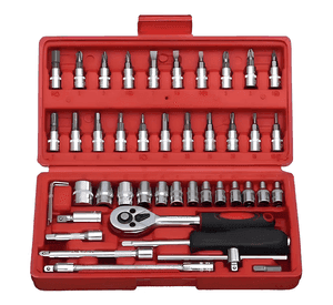 Set Caja Juego Herramienta Dados 46 Piezas Acero Carbono 1/4