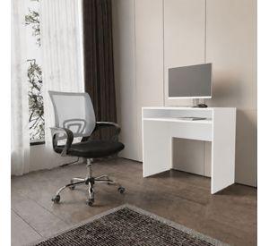 Combo Oficina 1 Escritorio Blanco + Silla New York Negra y Gris