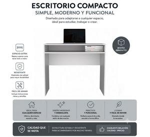 Combo Oficina 1 Escritorio Blanco + Silla New York Negra y Gris