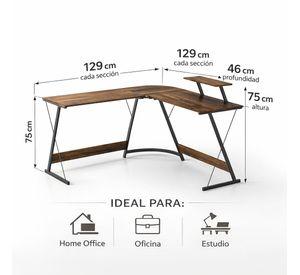 Escritorio Esquinero Madera En L Para Home Office