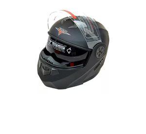 Casco para moto FGN 862, negro brillante abatible, talla M